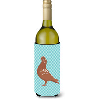 "Caroline's Treasures African Owl Pigeon Blue Check Decorative Bottle Hugger, 750 ml, Multicolor"