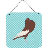 "Caroline's Treasures Blue English Pouter Pigeon Check Metal Print, 6"" H x 6"" W"