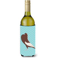 "Caroline's Treasures English Pouter Pigeon Blue Check Decorative Bottle Hugger, 750 ml, Multicolor"