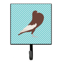 "Caroline's Treasures English Pouter Pigeon Blue Check Wall Hook, Small, Multicolor"