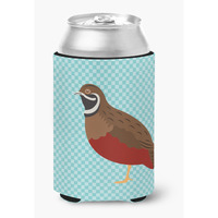 "Caroline's Treasures Chinese Painted or King Quail Blue Check Decorative Can Hugger, Multicolor"