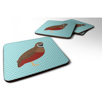 "Caroline's Treasures Chinese Painted or King Quail Blue Check Decorative coasters, 3.5, Multicolor"