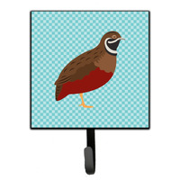 "Caroline's Treasures Chinese Painted or King Quail Blue Check Wall Hook, Small, Multicolor"