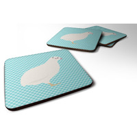 "Caroline's Treasures Texas Quail Blue Check Decorative Coasters, 3.5"", Multicolor"