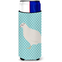 "Caroline's Treasures Texas Quail Blue Check Decorative Can Hugger, Slim, Multicolor"