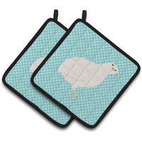 "Caroline's Treasures Texas Quail Blue Check Decorated Pot Holder, 7.5"" x 7.5"""