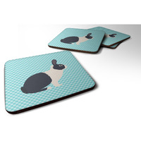 "Caroline's Treasures Dutch Rabbit Blue Check Decorative coasters, 3.5, Multicolor"