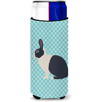 "Caroline's Treasures Dutch Rabbit Blue Check Decorative Can Hugger, Slim, Multicolor"