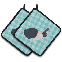 "Caroline's Treasures Dutch Rabbit Blue Check Decorated Pot Holder, 7.5"" x 7.5"""