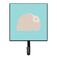 "Caroline's Treasures Fluffy Angora Rabbit Blue Check Wall Hook, Small, Multicolor"