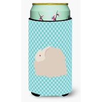 "Caroline's Treasures Fluffy Angora Rabbit Blue Check Decorative Can Hugger, Tall Boy, Multicolor"