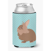 "Caroline's Treasures Lionhead Rabbit Blue Check Decorative Can Hugger, Multicolor"