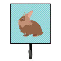 "Caroline's Treasures Lionhead Rabbit Blue Check Wall Hook, Small, Multicolor"
