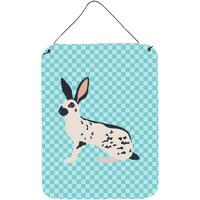 "Caroline's Treasures English Spot Rabbit Blue Check Metal Print, 16hx12w, Multicolor"