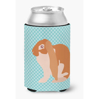 "Caroline's Treasures English Lop Rabbit Blue Check Decorative Can Hugger, Multicolor"