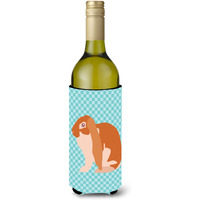 "Caroline's Treasures English Lop Rabbit Blue Check Decorative Bottle Hugger, 750 ml, Multicolor"