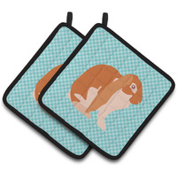 "Caroline's Treasures English Lop Rabbit Blue Check Decorated Pot Holder, 7.5"" x 7.5"""