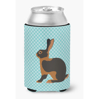 "Caroline's Treasures Tan Rabbit Blue Check Decorative Can Hugger, Multicolor"