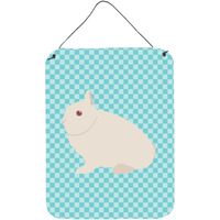 "Caroline's Treasures Hermelin Rabbit Blue Check Metal Print, 16hx12w, Multicolor"