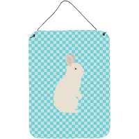 "Caroline's Treasures New Zealand White Rabbit Blue Check Metal Print, 16hx12w, Multicolor"