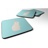 "Caroline's Treasures New Zealand White Rabbit Blue Check Decorative coasters, 3.5, Multicolor"
