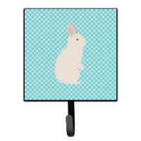 "Caroline's Treasures New Zealand White Rabbit Blue Check Wall Hook, Small, Multicolor"