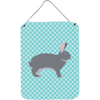 "Caroline's Treasures Giant Chinchilla Rabbit Blue Check Metal Print, 16hx12w, Multicolor"