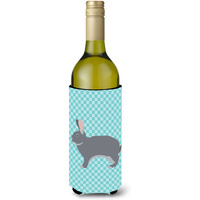 "Caroline's Treasures Giant Chinchilla Rabbit Blue Check Decorative Bottle Hugger, 750 ml, Multicolor"
