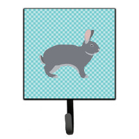 "Caroline's Treasures Giant Chinchilla Rabbit Blue Check Wall Hook, Small, Multicolor"