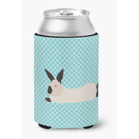"Caroline's Treasures California White Rabbit Blue Check Decorative Can Hugger, Multicolor"
