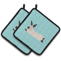 "Caroline's Treasures California White Rabbit Blue Check Decorated Pot Holder, 7.5"" x 7.5"""