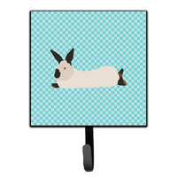 "Caroline's Treasures California White Rabbit Blue Check Wall Hook, Small, Multicolor"