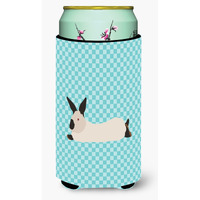 "Caroline's Treasures California White Rabbit Blue Check Decorative Can Hugger, Tall Boy, Multicolor"