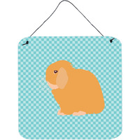 "Caroline's Treasures Blue Holland Lop Rabbit Check Metal Print, 6"" H x 6"" W"
