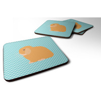 "Caroline's Treasures Holland Lop Rabbit Blue Check Decorative Coasters, 3.5"", Multicolor"