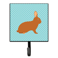 "Caroline's Treasures Rex Rabbit Blue Check Wall Hook, Small, Multicolor"