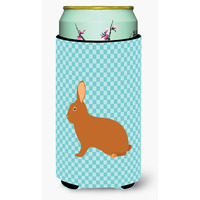 "Caroline's Treasures Rex Rabbit Blue Check Decorative Can Hugger, Tall Boy, Multicolor"