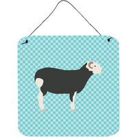 "Caroline's Treasures Blue Herwick Sheep Check Metal Print, 6"" H x 6"" W"