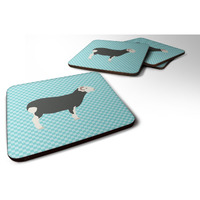 "Caroline's Treasures Herwick Sheep Blue Check Decorative coasters, 3.5, Multicolor"