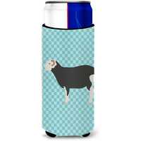 "Caroline's Treasures Herwick Sheep Blue Check Decorative Can Hugger, Slim, Multicolor"