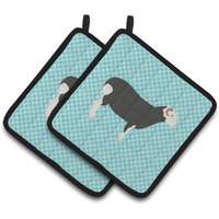 "Caroline's Treasures Herwick Sheep Blue Check Decorated Pot Holder, 7.5"" x 7.5"""