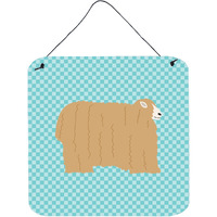 "Caroline's Treasures Blue Lincoln Longwool Sheep Check Metal Print, 6"" H x 6"" W"