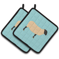"Caroline's Treasures Suffolk Sheep Blue Check Decorated Pot Holder, 7.5"" x 7.5"""