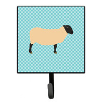 "Caroline's Treasures Suffolk Sheep Blue Check Wall Hook, Small, Multicolor"