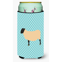 "Caroline's Treasures Suffolk Sheep Blue Check Decorative Can Hugger, Tall Boy, Multicolor"