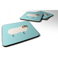 "Caroline's Treasures Scottish Blackface Sheep Blue Check Decorative coasters, 3.5, Multicolor"
