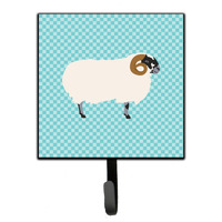 "Caroline's Treasures Scottish Blackface Sheep Blue Check Wall Hook, Small, Multicolor"