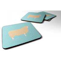 "Caroline's Treasures English Leicester Longwool Sheep Blue Check Decorative coasters, 3.5, Multicolor"