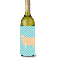"Caroline's Treasures English Leicester Longwool Sheep Blue Check Decorative Bottle Hugger, 750 ml, Multicolor"