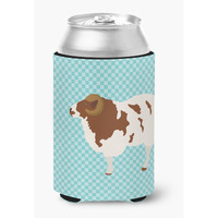 "Caroline's Treasures Jacob Sheep Blue Check Decorative Can Hugger, Multicolor"